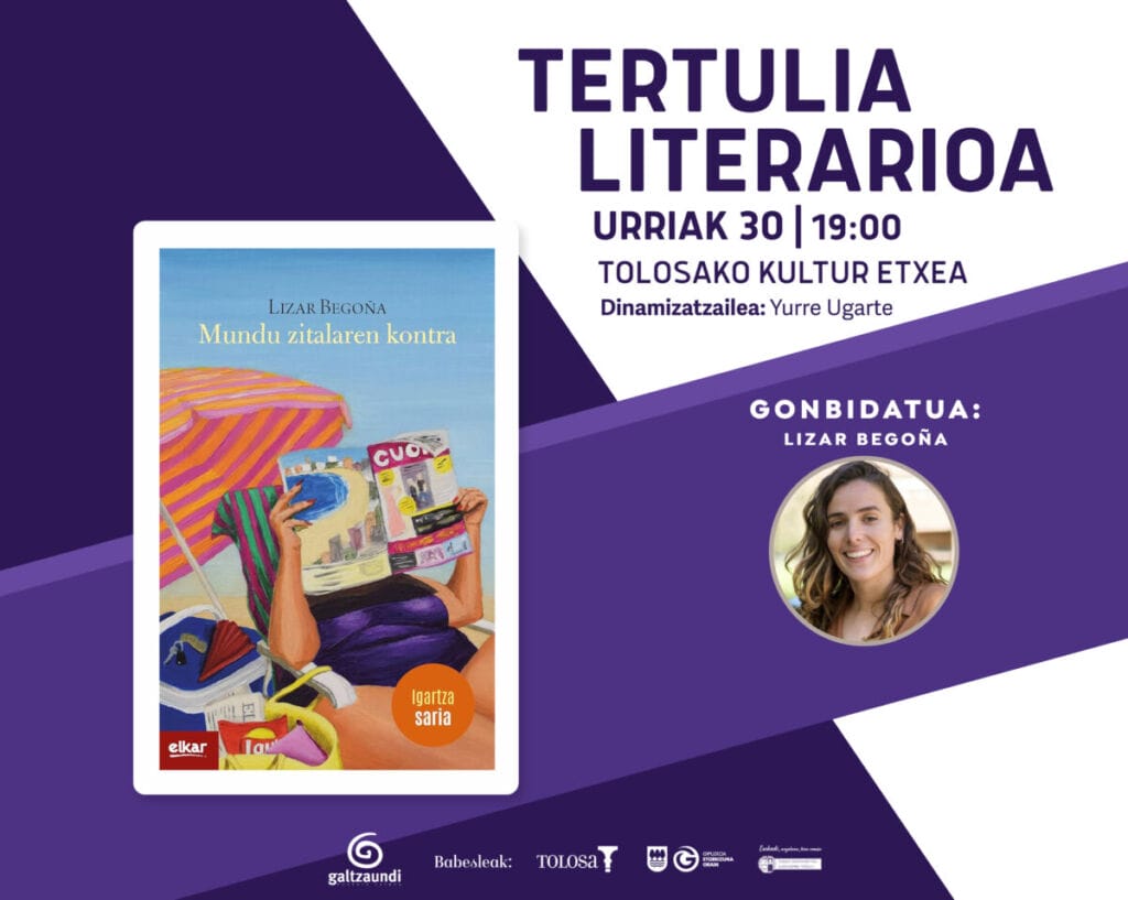 Lizar Begoña etorriko da Tertulia Literariora urrian 1